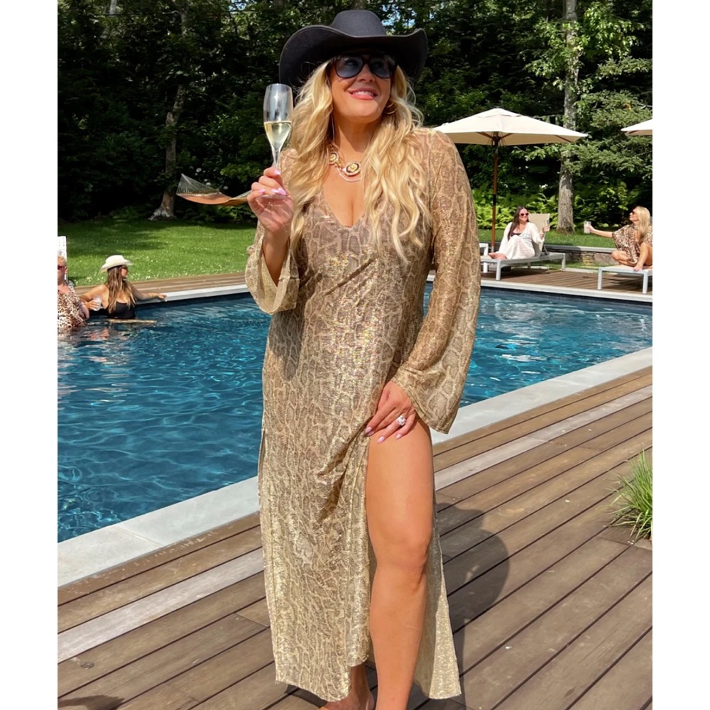 NWT Show Me Your MuMu Metallic Gold Swim Coverup